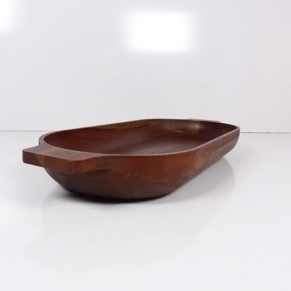 Pottery Barn Chateau Handcrafted Acacia Wood Dough Bowl Serving Tray Platter